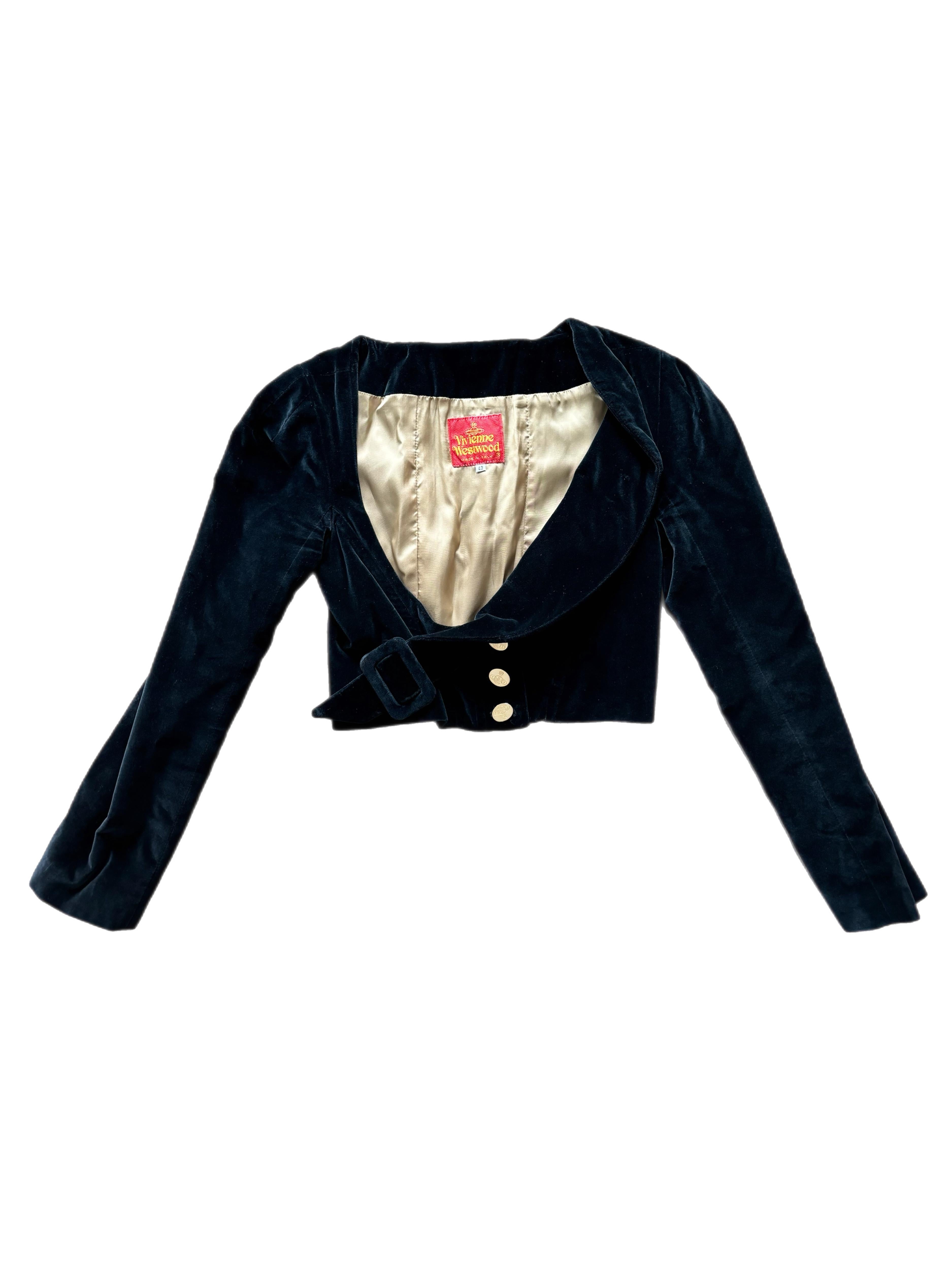 VIVIENNE WESTWOOD 90's Vintage Boned Corset w. Belt and Orb Buttons Cropped 4