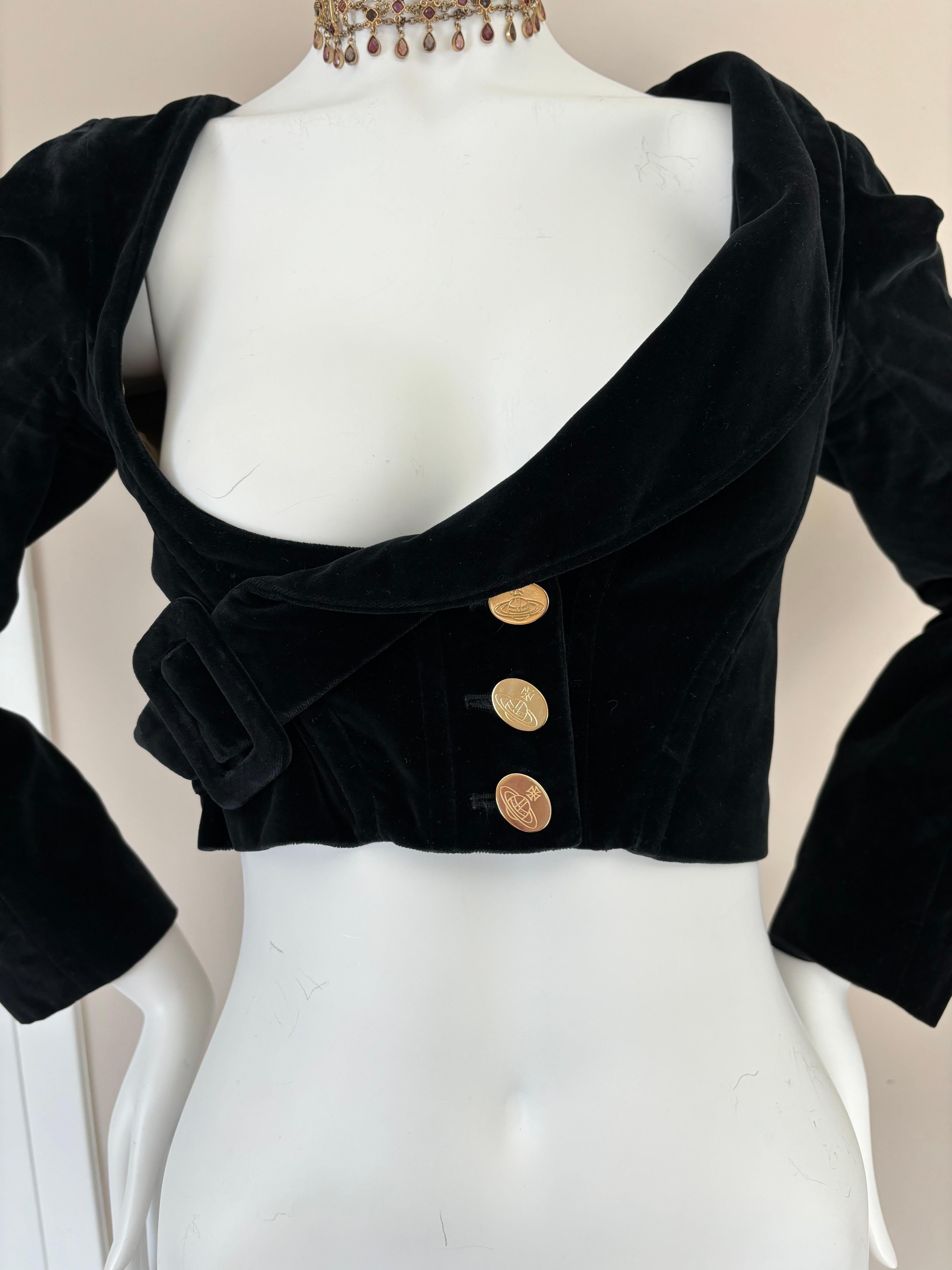 VIVIENNE WESTWOOD 90's Vintage Boned Corset w. Belt and Orb Buttons Cropped 5