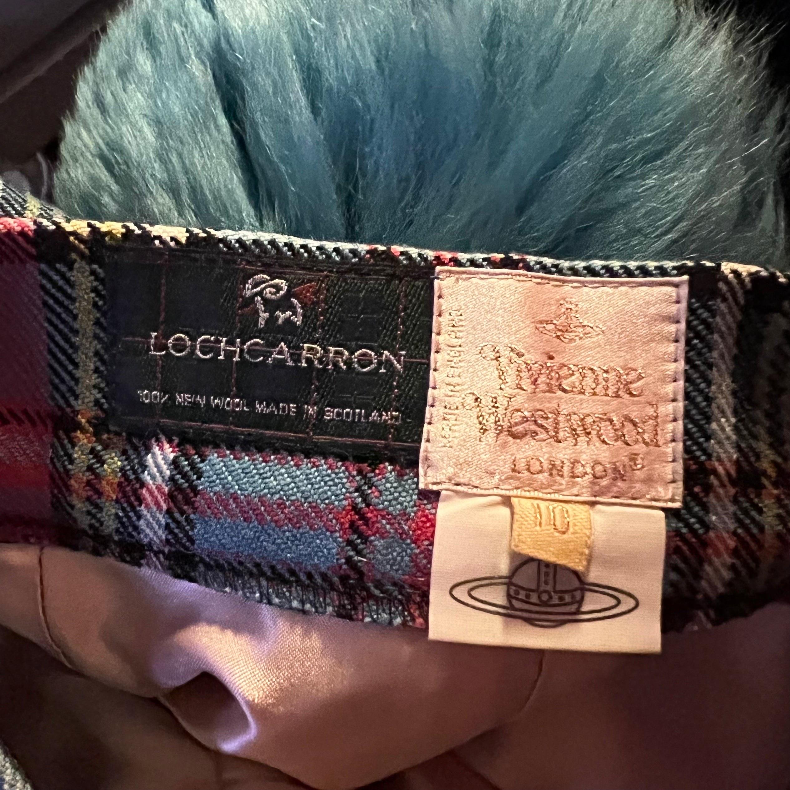 Gray Vivienne Westwood A/W 1993 MacAndreas Tartan Faux Fur Trim Skirt