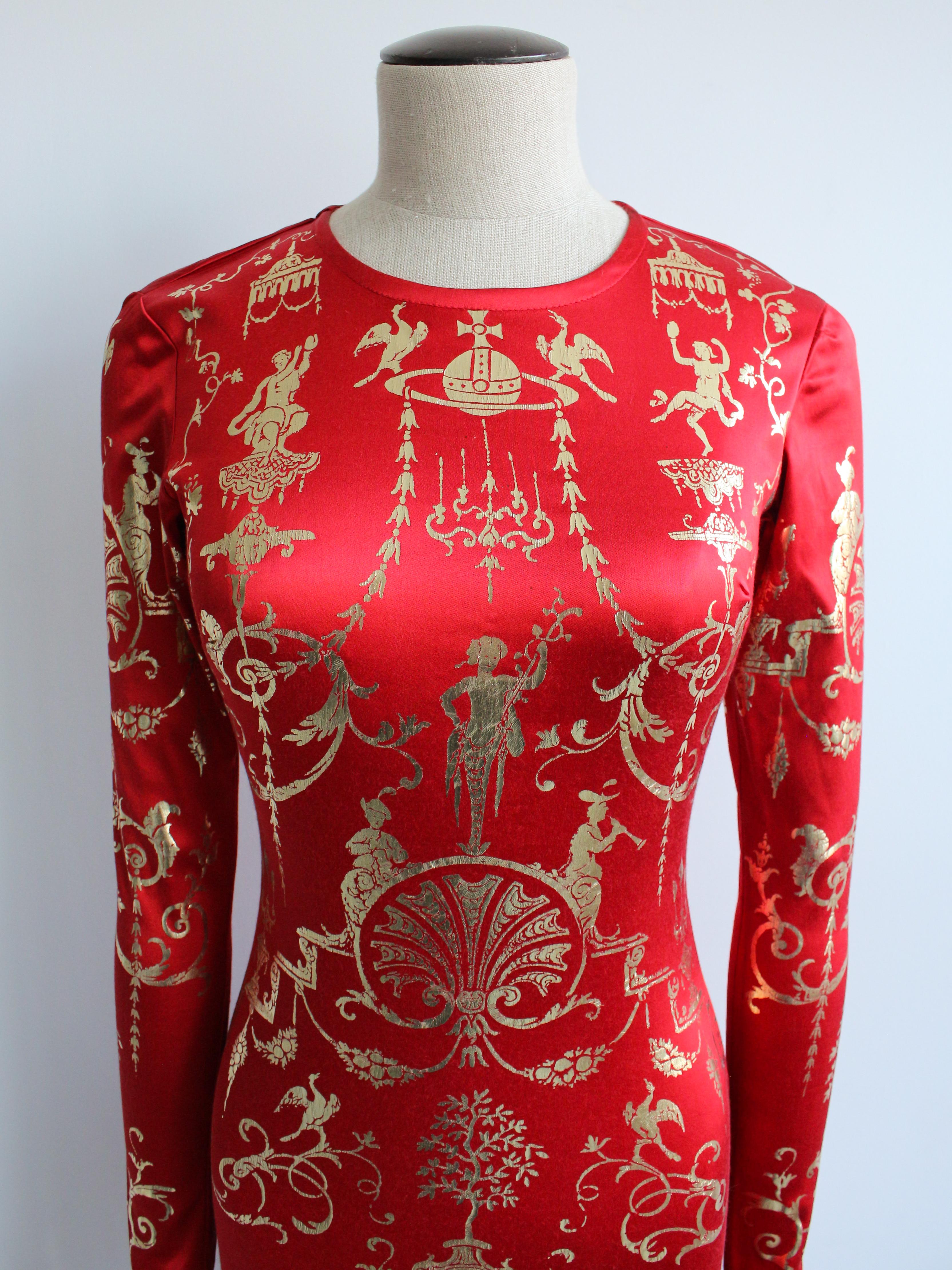 Vivienne Westwood A/W91 'Dressing Up' - Robe à crayon en satin et lycra rouge en vente 5