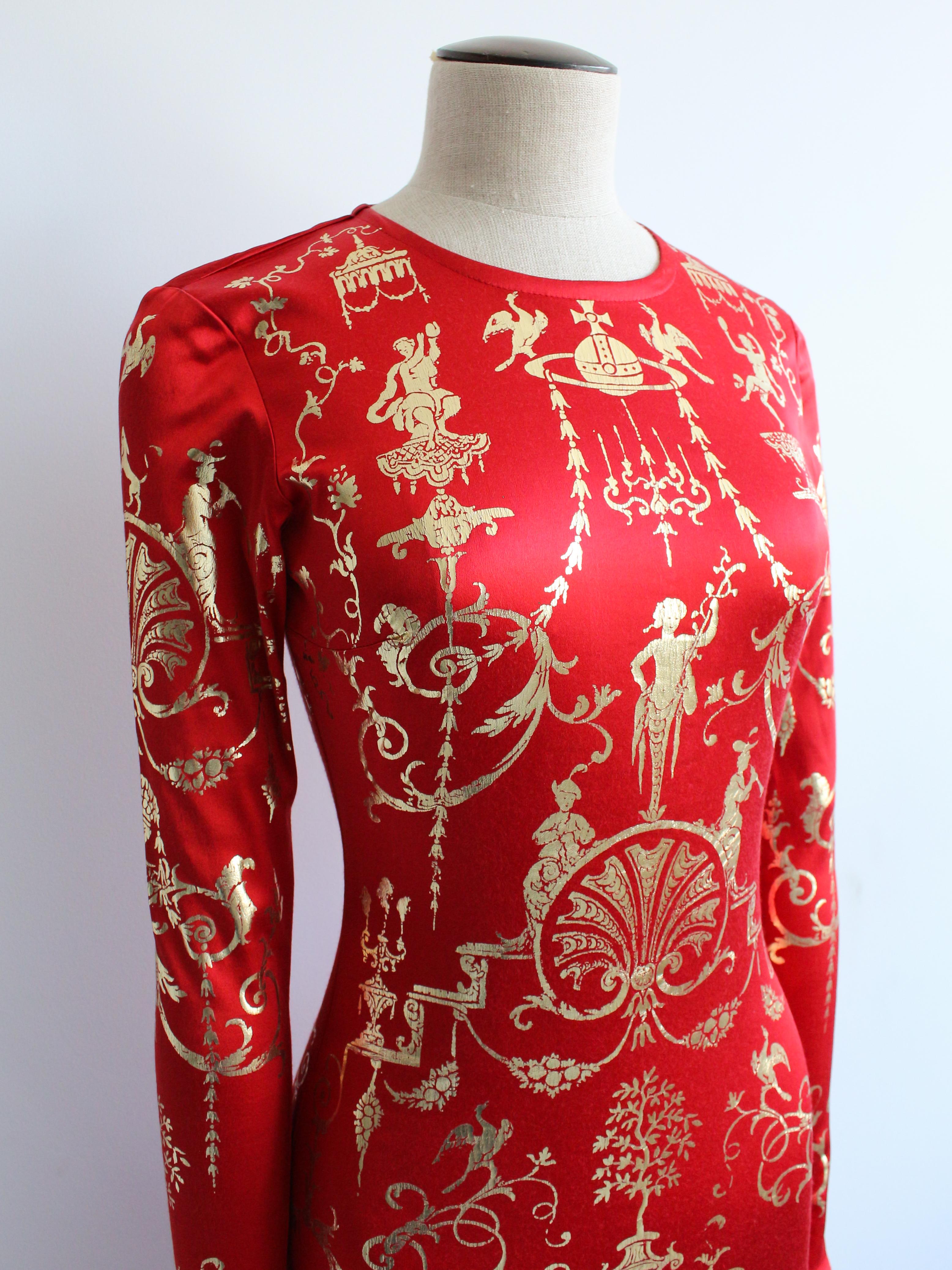 Vivienne Westwood A/W91 'Dressing Up' - Robe à crayon en satin et lycra rouge en vente 7