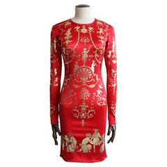 Vivienne Westwood A/W91 'Dressing Up' Red Satin-Lycra 'oulle Stencilled Dress