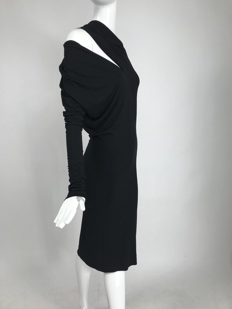 Vivienne Westwood Anglomaina Black Timans Asymmetric Jersey Dress In Excellent Condition For Sale In West Palm Beach, FL