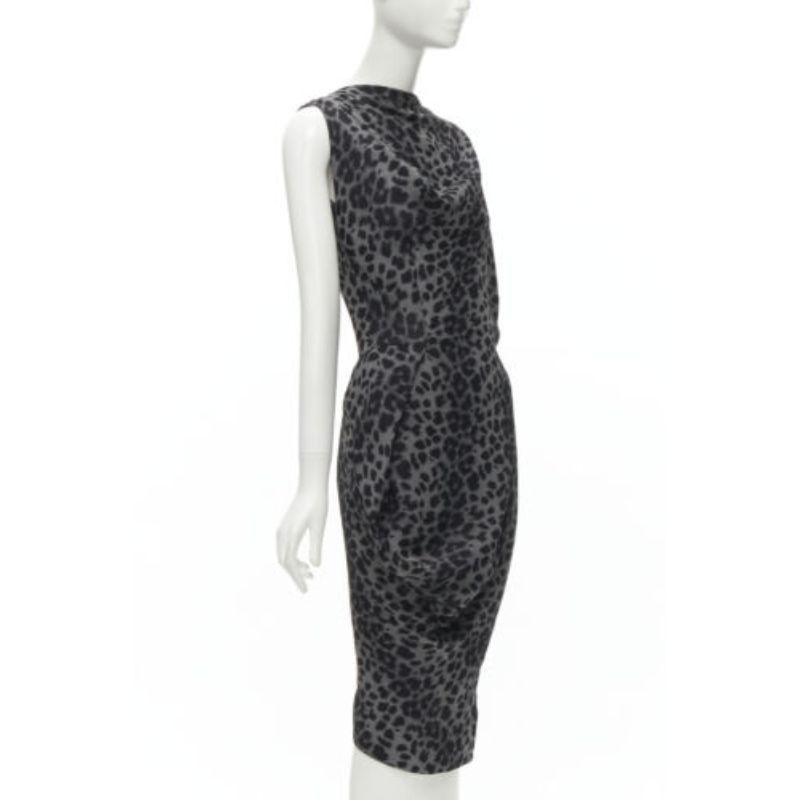 VIVIENNE WESTWOOD Anglomania 2014 grey leopard asymmetric draped dress IT42 M In Excellent Condition In Hong Kong, NT