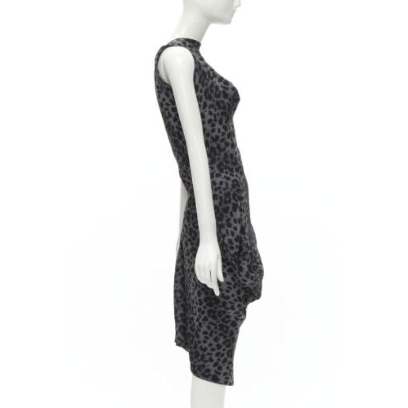 Women's VIVIENNE WESTWOOD Anglomania 2014 grey leopard asymmetric draped dress IT42 M