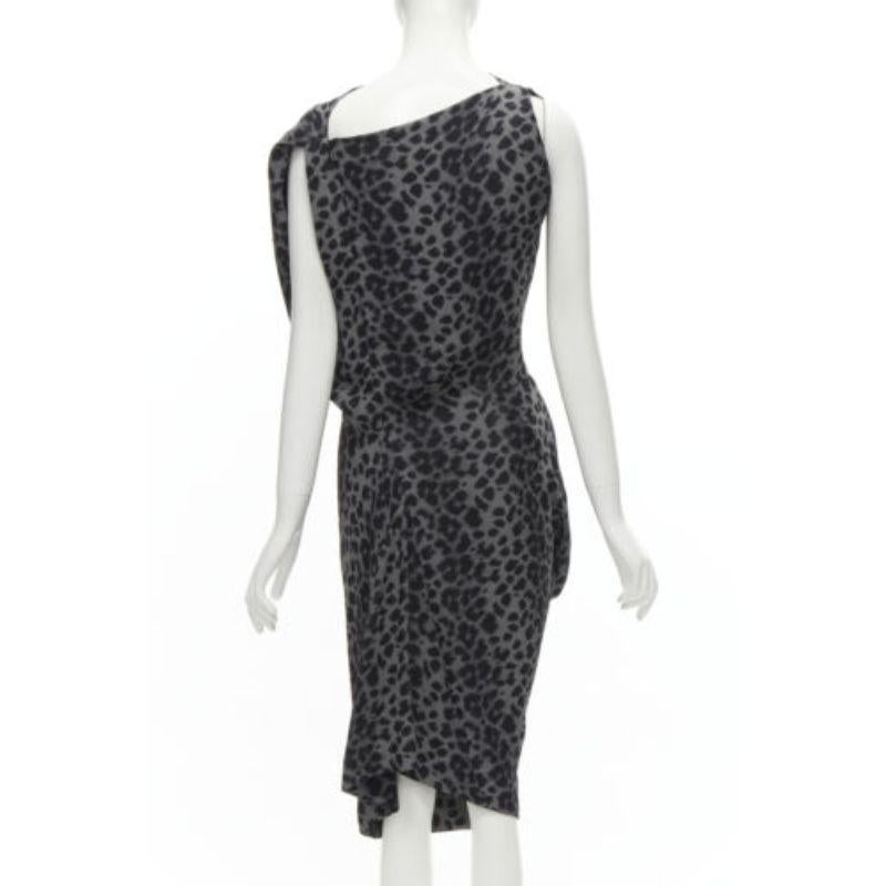 VIVIENNE WESTWOOD Anglomania 2014 grey leopard asymmetric draped dress IT42 M 1