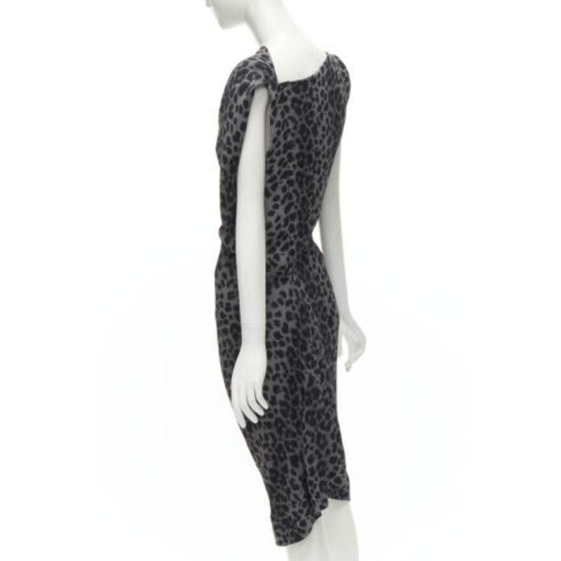 VIVIENNE WESTWOOD Anglomania 2014 grey leopard asymmetric draped dress IT42 M 2