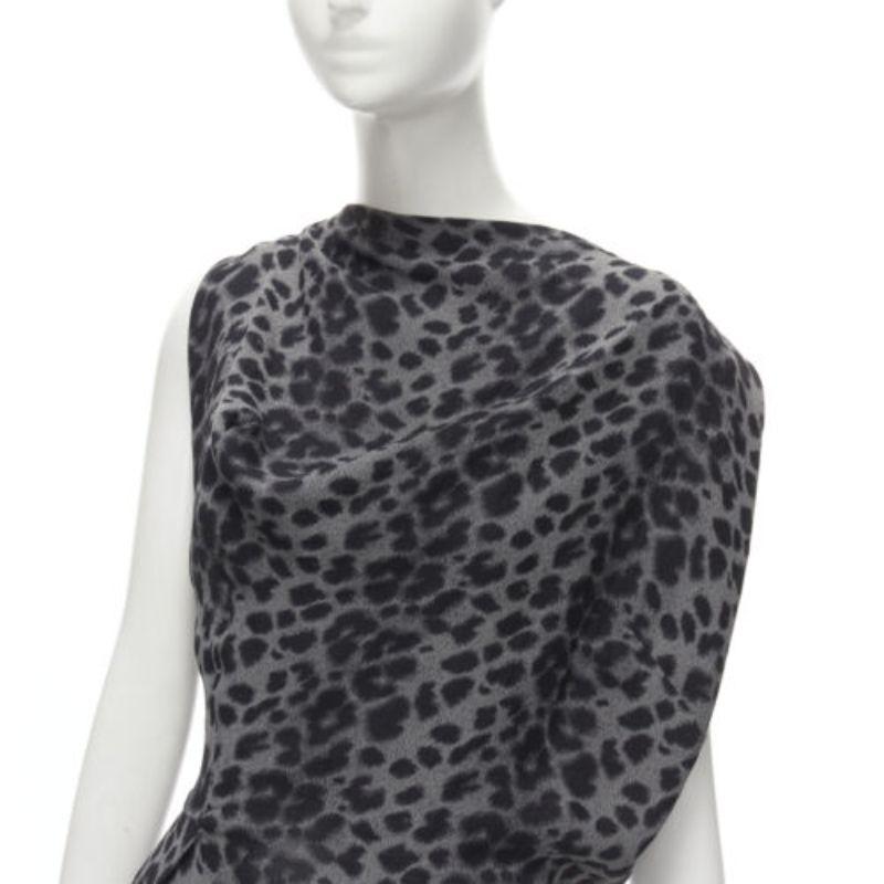 VIVIENNE WESTWOOD Anglomania 2014 grey leopard asymmetric draped dress IT42 M 3