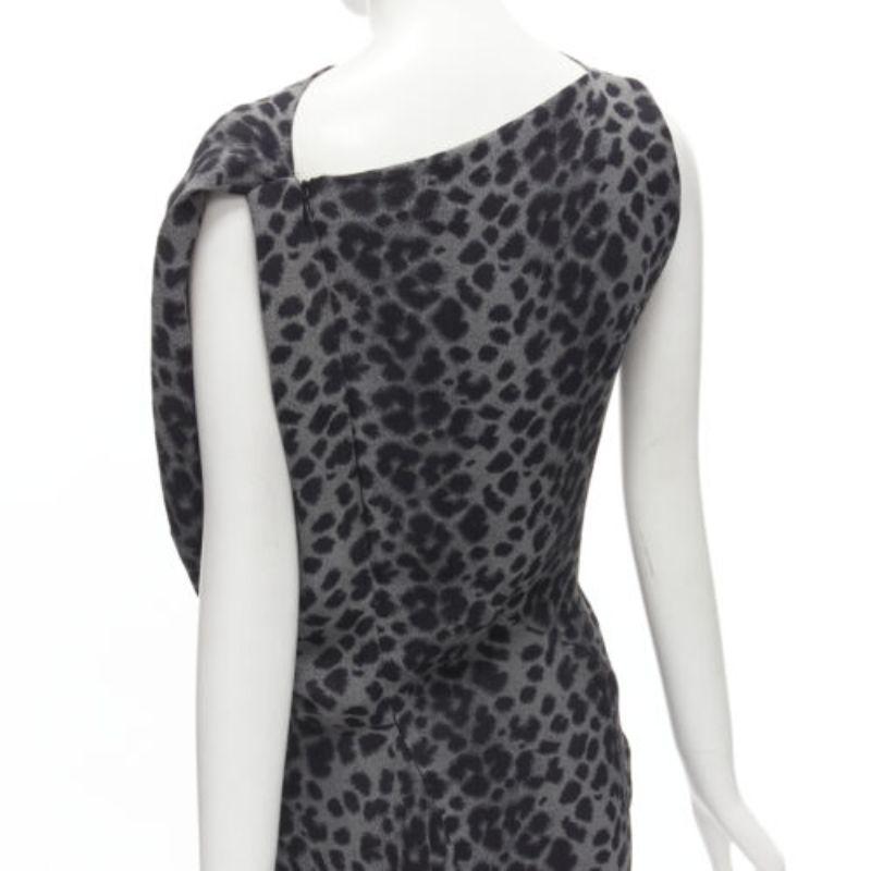 VIVIENNE WESTWOOD Anglomania 2014 grey leopard asymmetric draped dress IT42 M 4