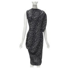 VIVIENNE WESTWOOD Anglomania 2014 grey leopard asymmetric draped dress IT42 M