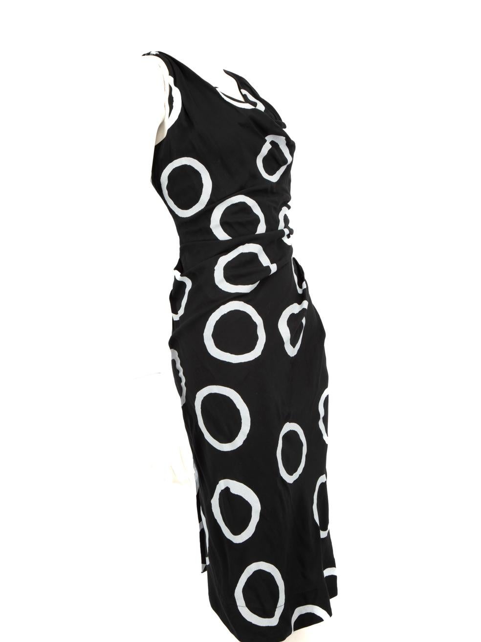CONDITION is Very good. Hardly any visible wear to dress is evident on this used Vivienne Westwood Anglomania designer resale item.
 Details
 Black
 Viscose
 Dress
 Midi
 Sleeveless
 Drape detail
 Ring pattern
 Round neck
 Side zip fastening
 
 
