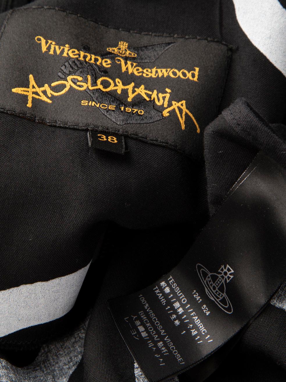 Vivienne Westwood Anglomania Black Drape Detail Midi Dress Size XS 1