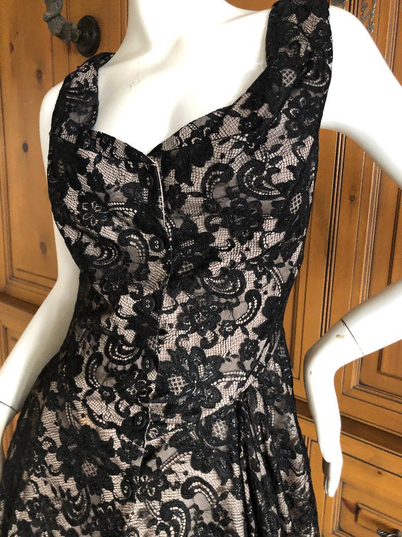 Vivienne Westwood Anglomania Black Lace Overlay Button Front Dress In Excellent Condition For Sale In Cloverdale, CA