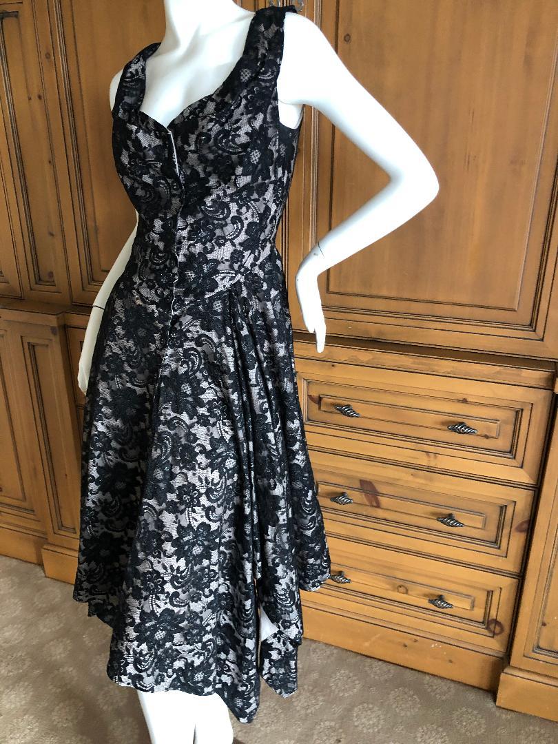 Vivienne Westwood Anglomania Black Lace Overlay Button Front Dress For Sale 1