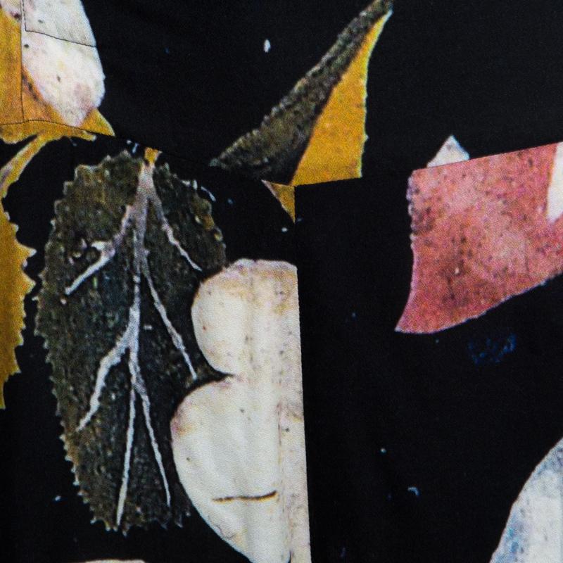 Women's Vivienne Westwood Anglomania Black Leaf Printed Draped Tie Detail Jumpsuit S