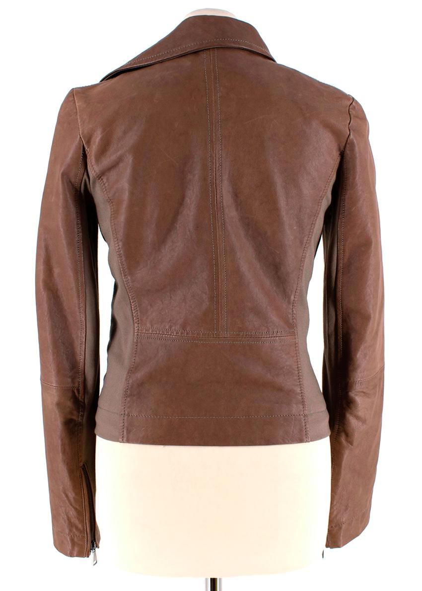 Vivienne Westwood Anglomania Brown Leather Biker Jacket - Size US6 In Excellent Condition In London, GB