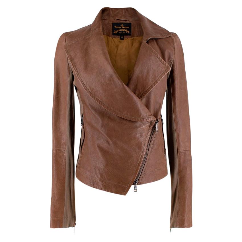 Vivienne Westwood Anglomania Brown Leather Biker Jacket - Size US6