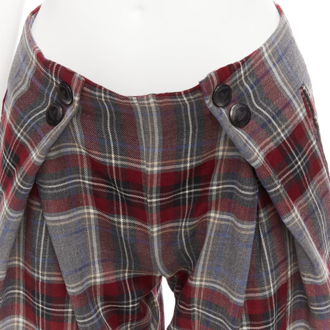 VIVIENNE WESTWOOD Anglomania pantalon harem bordeaux à carreaux pincé à la taille FR38 S en vente 2