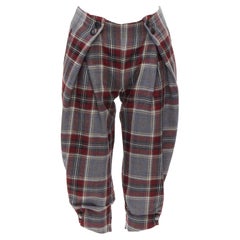 VIVIENNE WESTWOOD Anglomania burgundy plaid pinched waist harem pants FR38 S