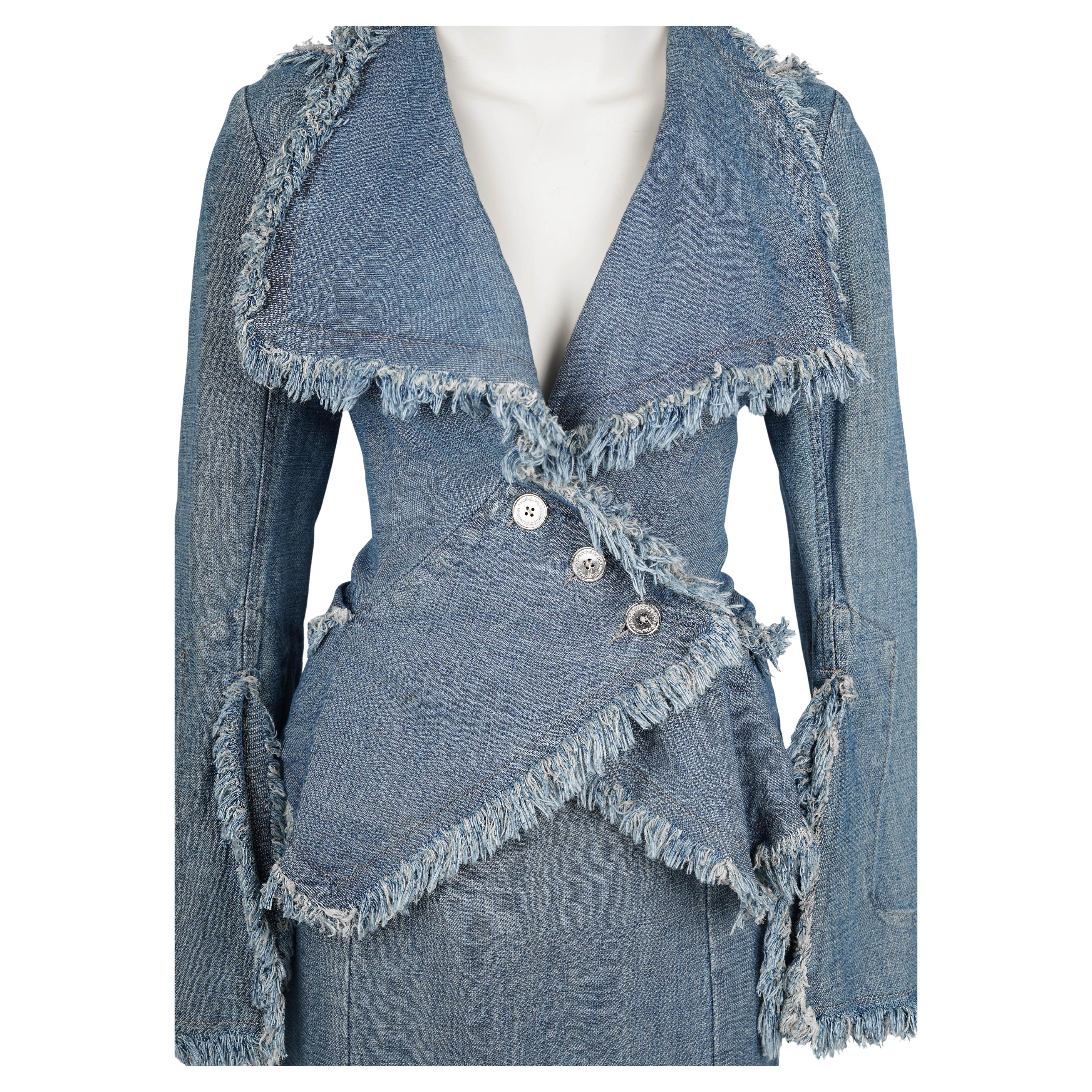 Vivienne Westwood Anglomania Denim Zweiteiliger Anzug, A/W 1998 (Grau) im Angebot