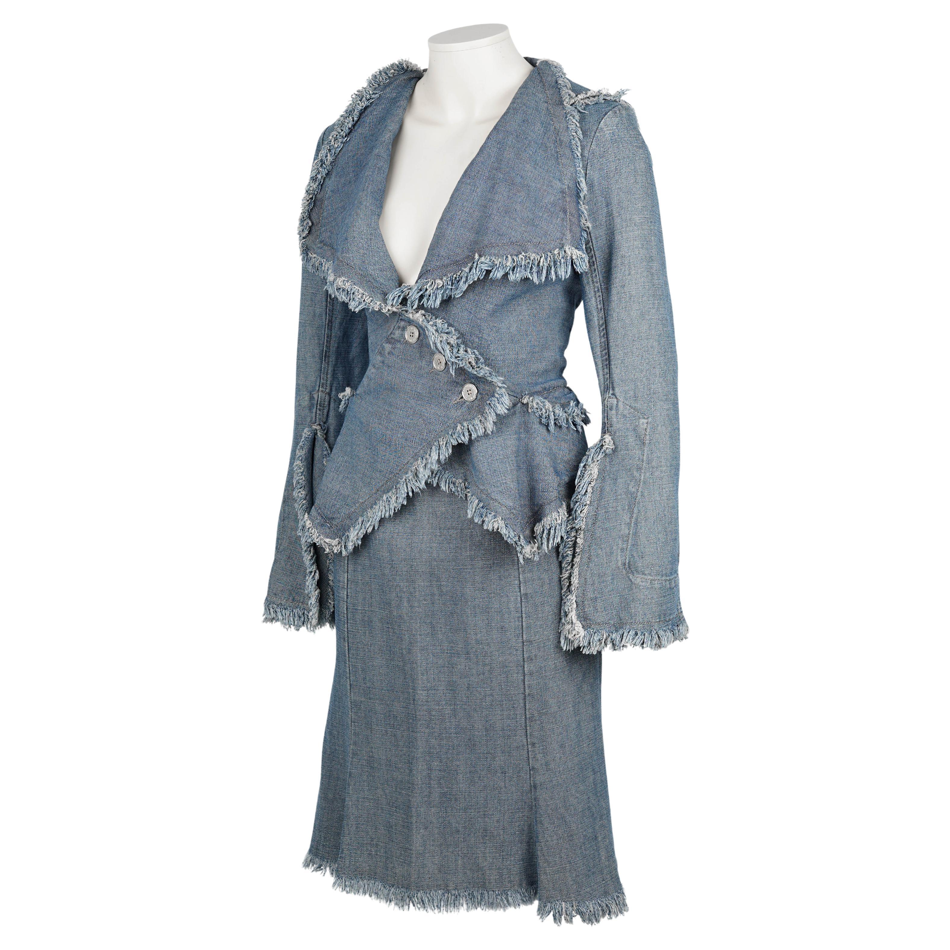 Vivienne Westwood Anglomania Denim Zweiteiliger Anzug, A/W 1998 im Zustand „Gut“ im Angebot in Berlin, DE