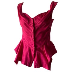 Vivienne Westwood Anglomania early 2000s fuchsia pink peplum corseted `top