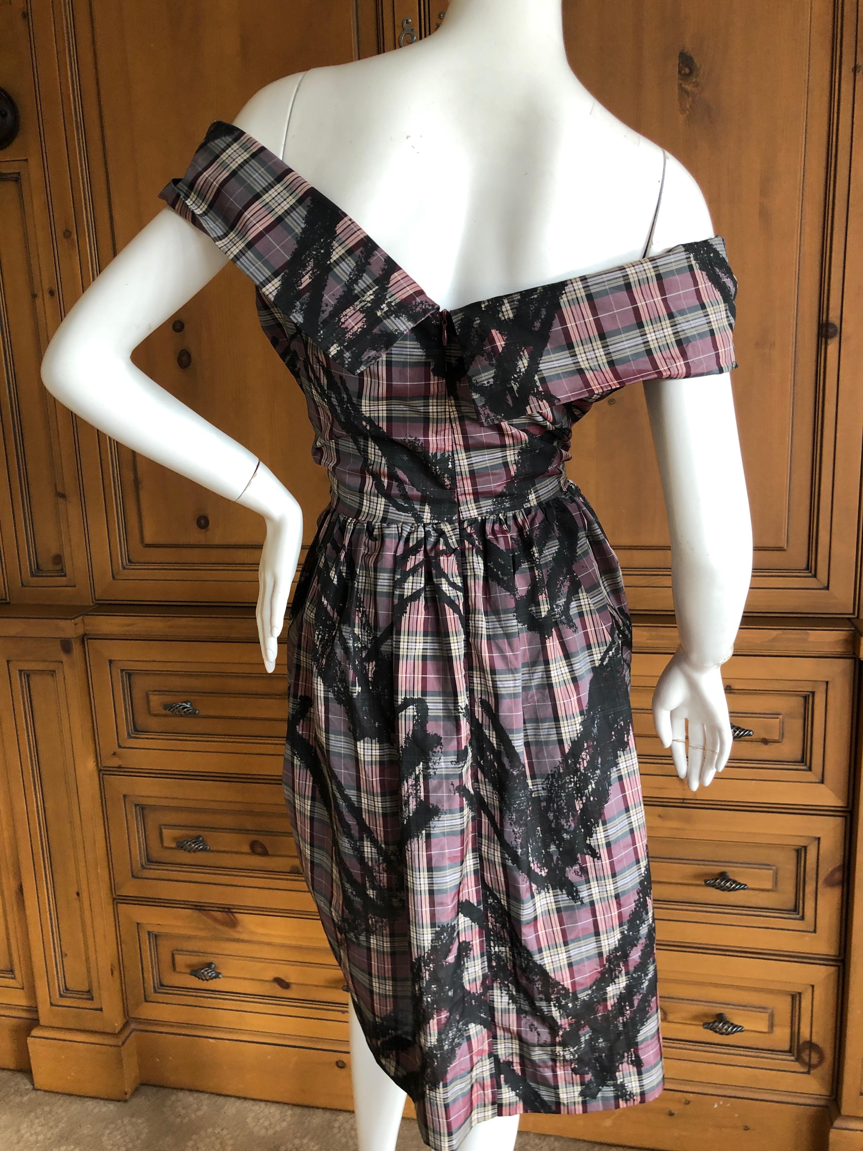 Black Vivienne Westwood Anglomania Graffiti Splattered Plaid Dress For Sale