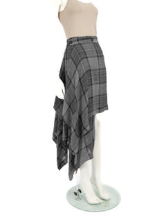 Vivienne Westwood Anglomania Grey Wool Checkered Wrap Skirt Size M