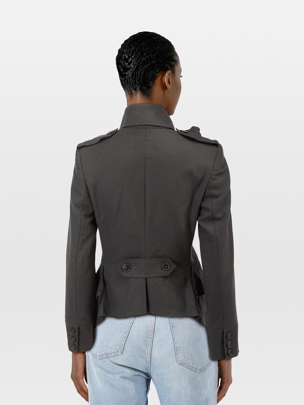 CONDITION is Very Good. Hardly any visible wear to the jacket is evident on this used Vivienne Westwood designer resale item.
 
 
 
 Details
 
 
 Grey
 
 Wool
 
 Blazer
 
 Single breasted
 
 Button up fastening
 
 Long sleeves
 
 Shoulder pads
 
 2x