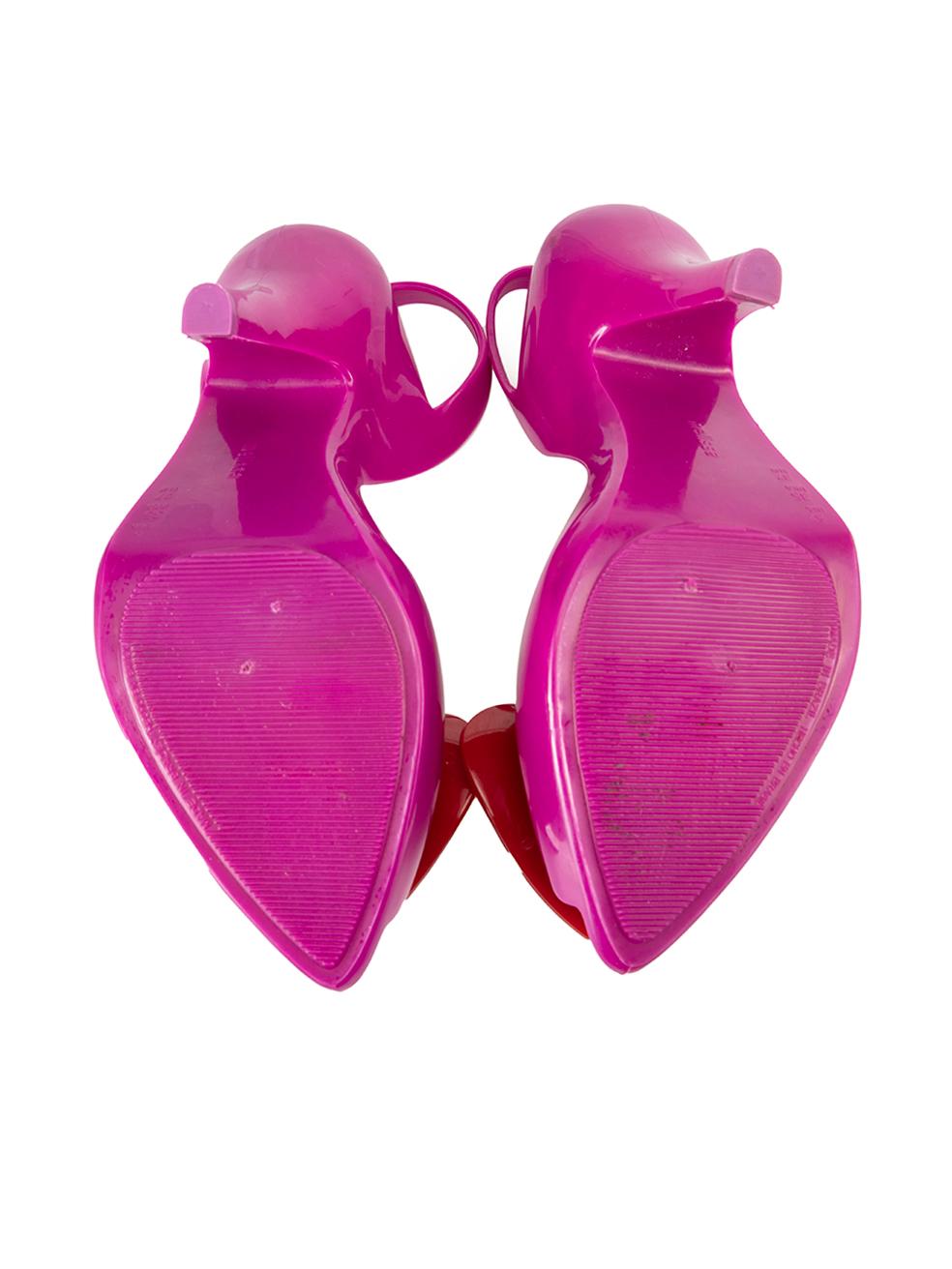 Vivienne Westwood Anglomania + Melissa Pink Heart Jelly Heels Size US 6 In Good Condition For Sale In London, GB