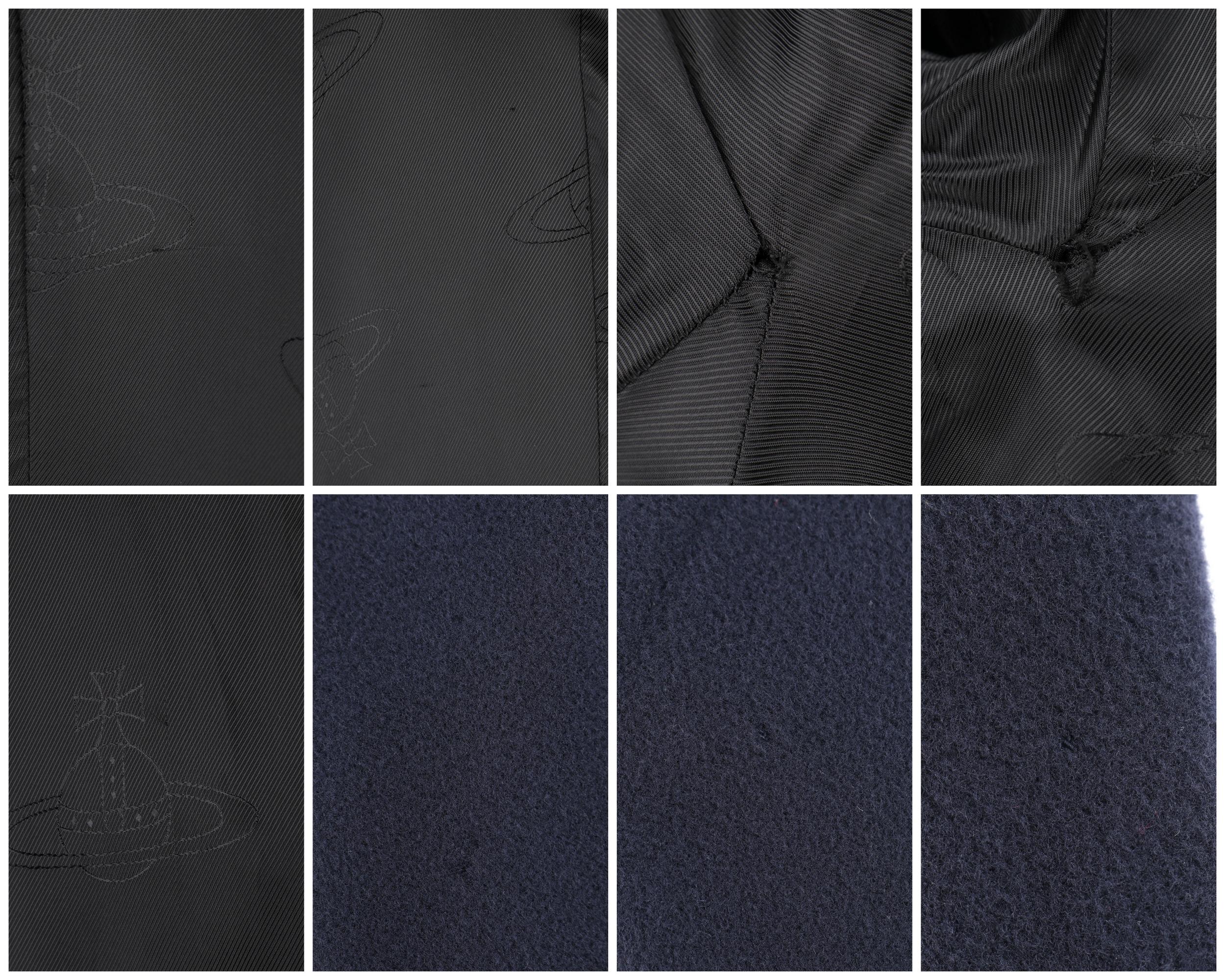 Women's VIVIENNE WESTWOOD “Anglomania” Navy Blue Asymmetric Button Up Belted Coat Jacket