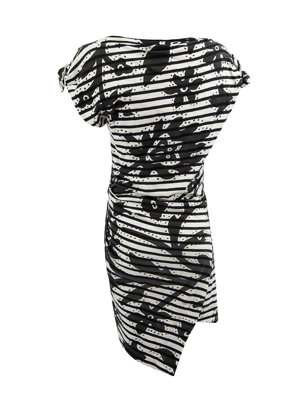 Vivienne Westwood Anglomania Navy & White Cotton Stripes Print Dress Size XS In Good Condition For Sale In London, GB
