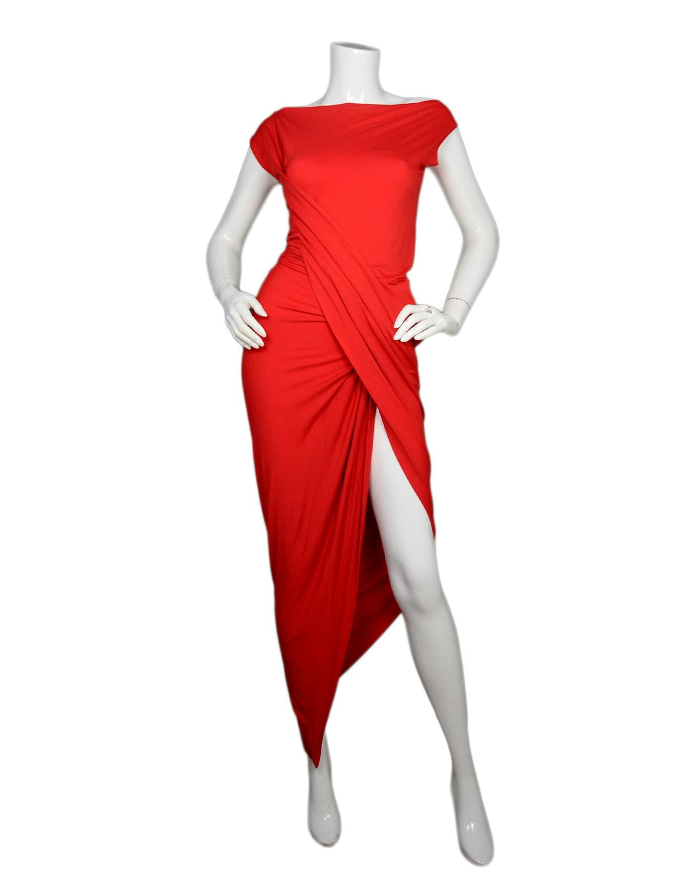 Vivienne Westwood Anglomania Red Asymmetrical Ruched Maxi Dress Sz XS

Made In: Italy
Color: Red
Materials: 95% viscose, 5% elastane
Opening/Closure: Pull over
Overall Condition: Excellent pre-owned condition
 
Tag Size: XS
Shoulder To Shoulder: