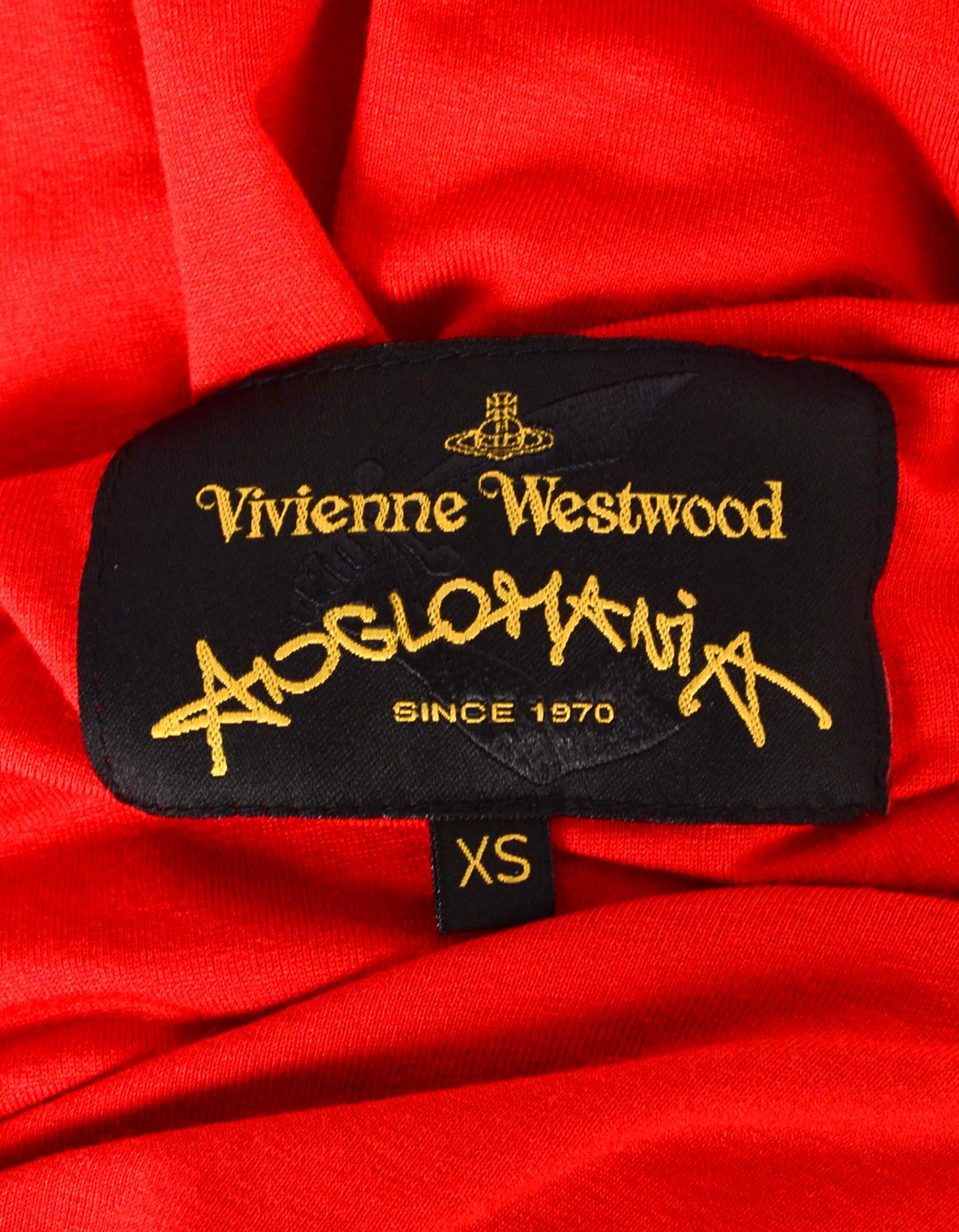Women's Vivienne Westwood Anglomania Red Asymmetrical Ruched Maxi Dress Sz XS