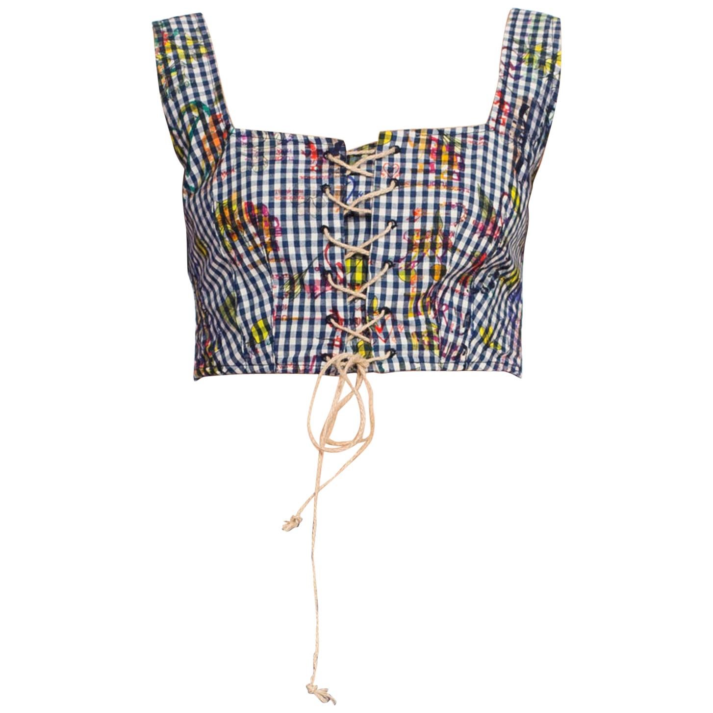 1990S VIVIENNE WESTWOOD Cotton Anglomania Sexy Farm Girl Bustier Top