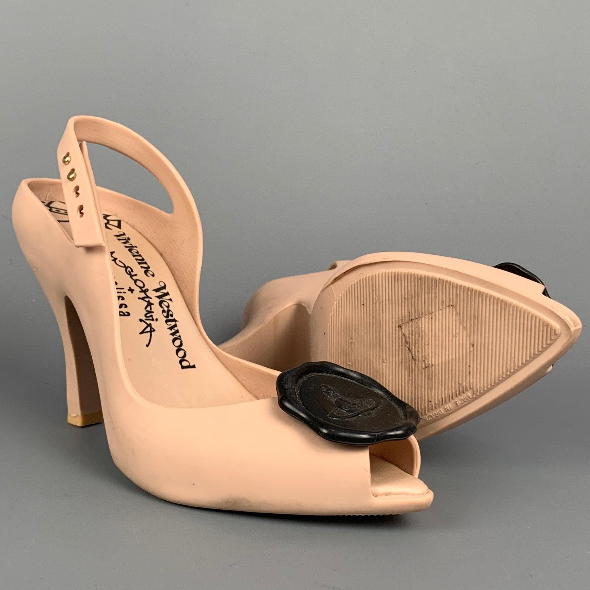 VIVIENNE WESTWOOD Anglomania Size 6 Rose Rubber Melissa Heels Pumps In Good Condition In San Francisco, CA