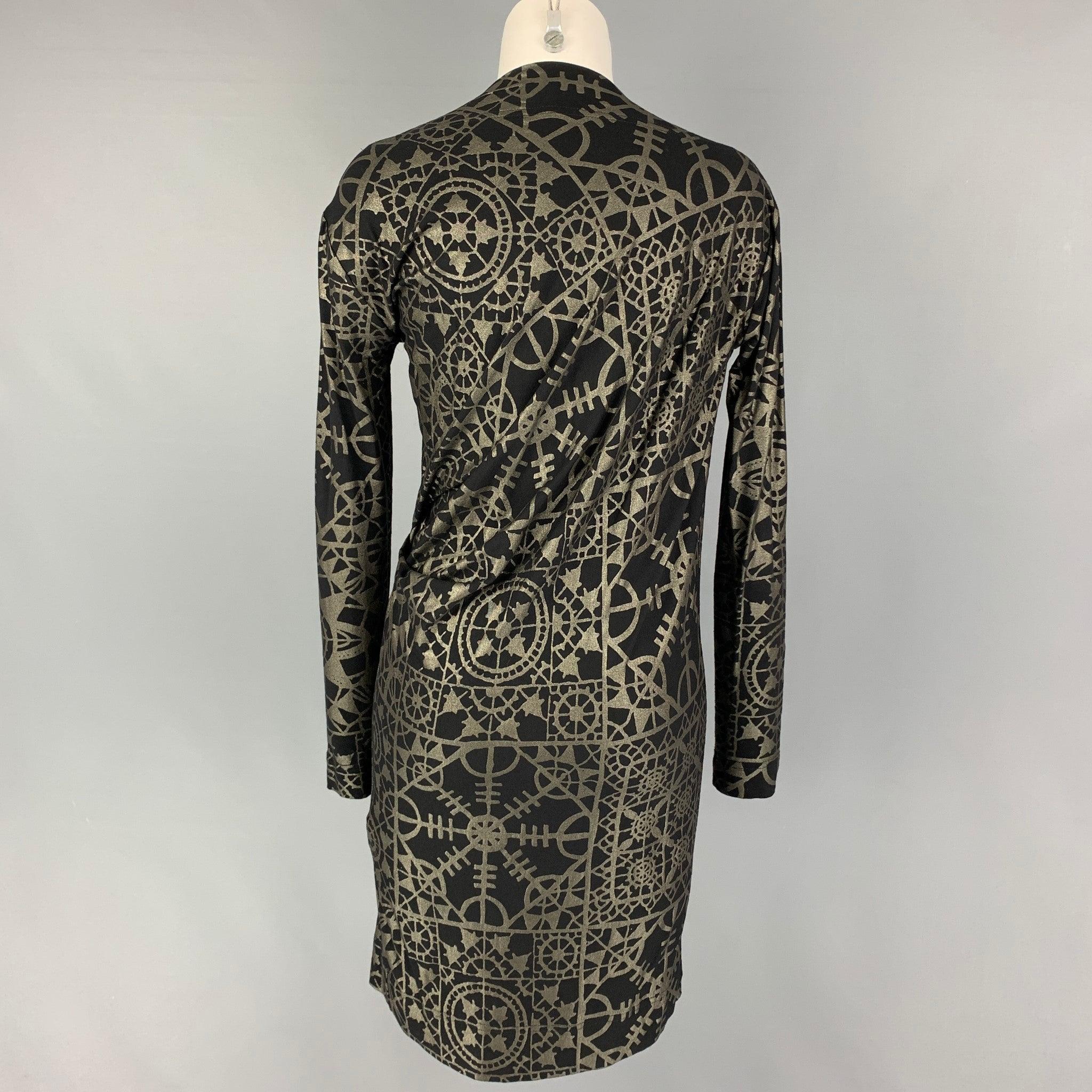 VIVIENNE WESTWOOD ANGLOMANIA Size S Black Silver Viscose Blend Abstract Dress In Good Condition For Sale In San Francisco, CA