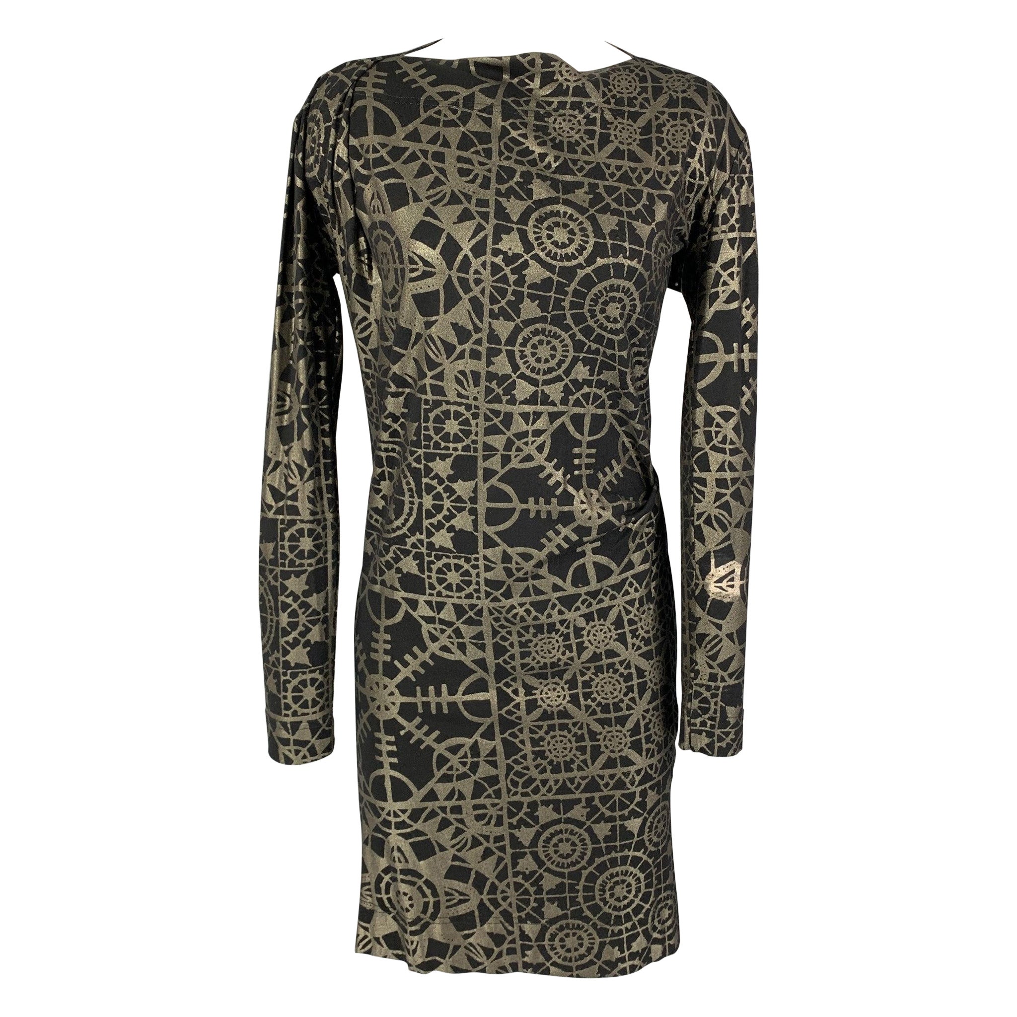 ANGLOMANIA by VIVIENNE WESTWOOD Taglia S Abito astratto in misto viscosa nero argento in vendita