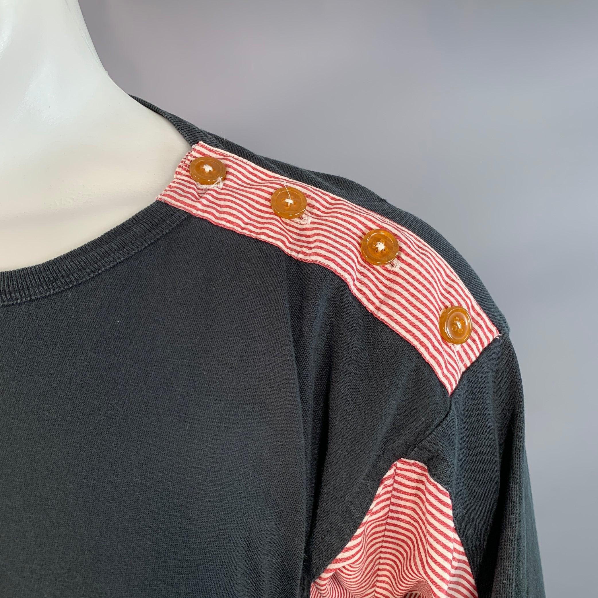 Nero VIVIENNE WESTWOOD ARCHIVE Vintage taglia M Black Red White Patches Cotton Asymmetrical Long Sleeve T-shirt in vendita