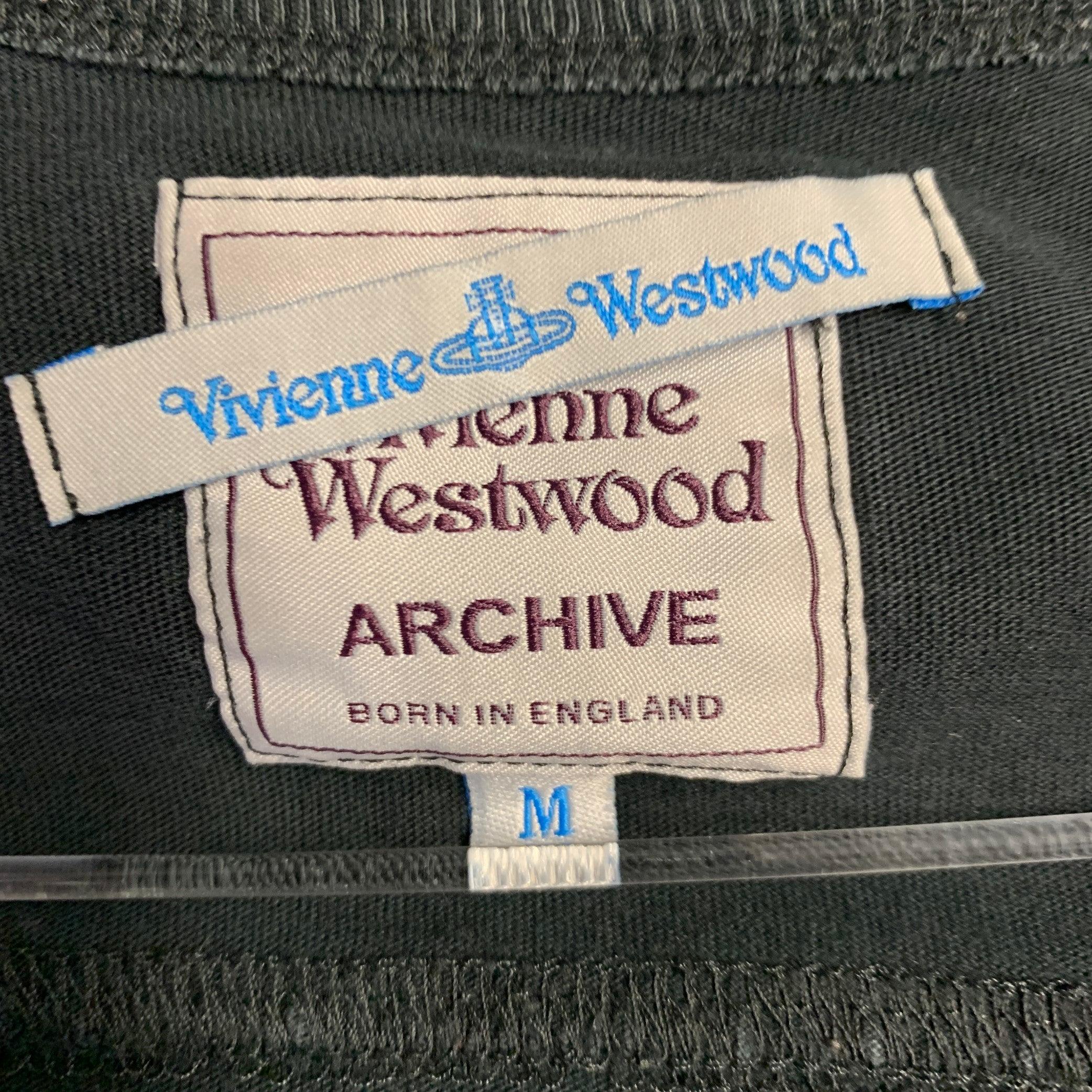 VIVIENNE WESTWOOD ARCHIVE Vintage taglia M Black Red White Patches Cotton Asymmetrical Long Sleeve T-shirt in vendita 2