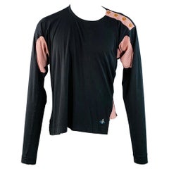 VIVIENNE WESTWOOD ARCHIVE Vintage Talla M Negro Rojo Blanco Parches Camiseta asimétrica de algodón de manga larga