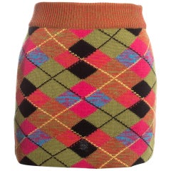 Vivienne Westwood argyle multicoloured knitted mini skirt, fw 1994