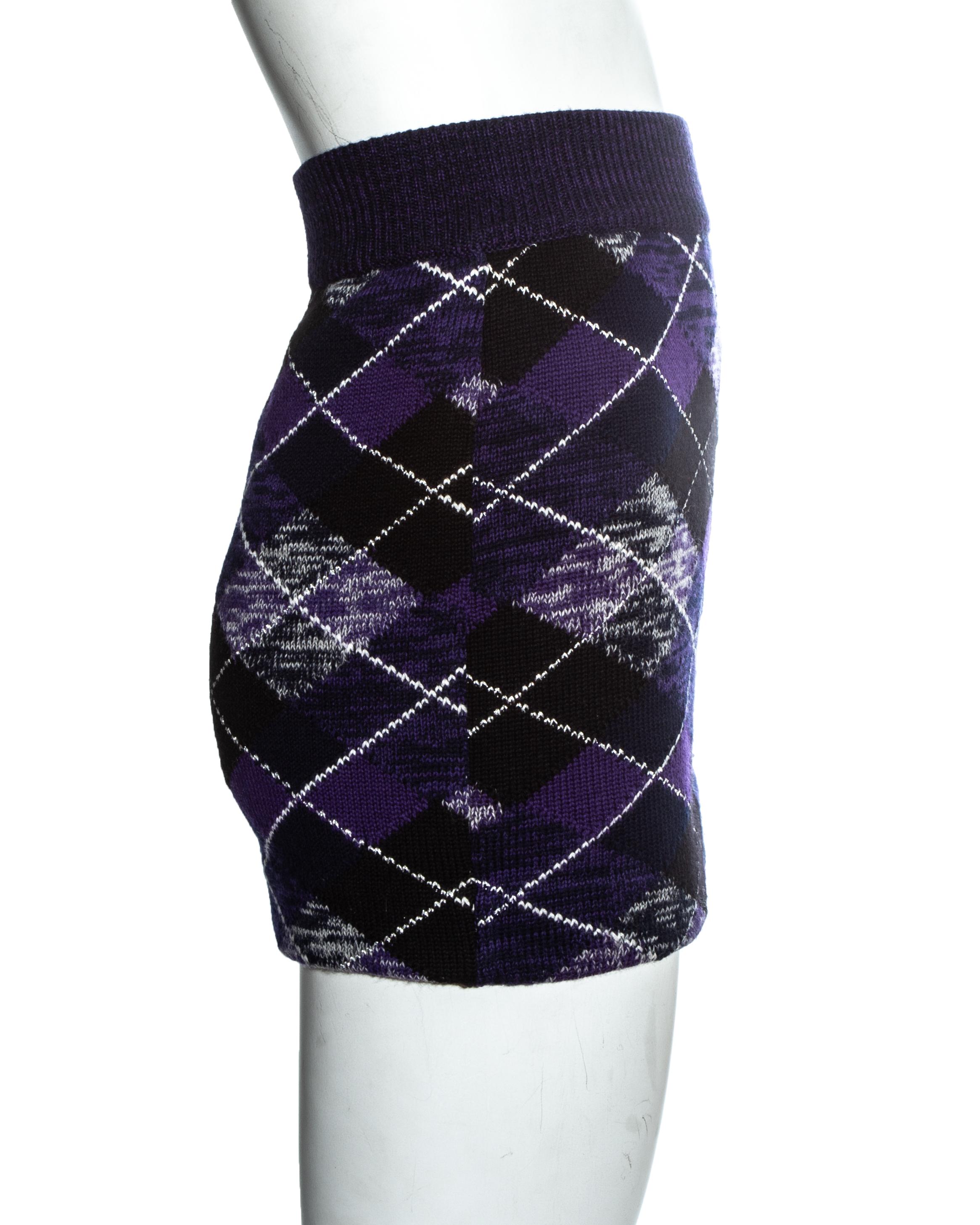 Black Vivienne Westwood argyle purple knitted mini skirt, fw 1994