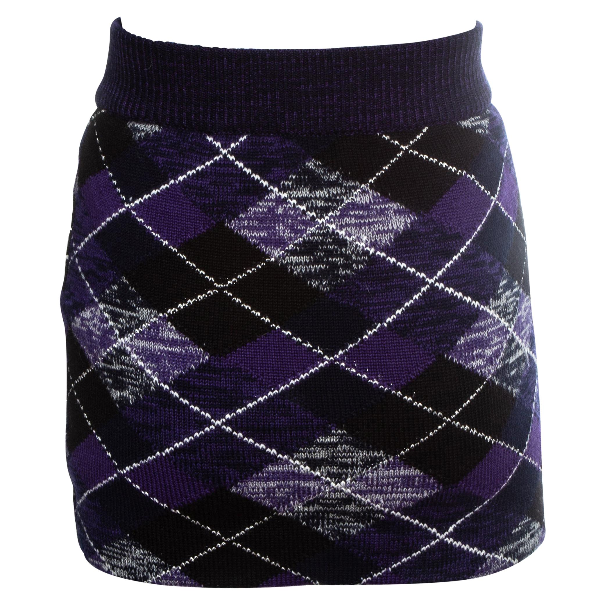 Vivienne Westwood argyle purple knitted mini skirt, fw 1994