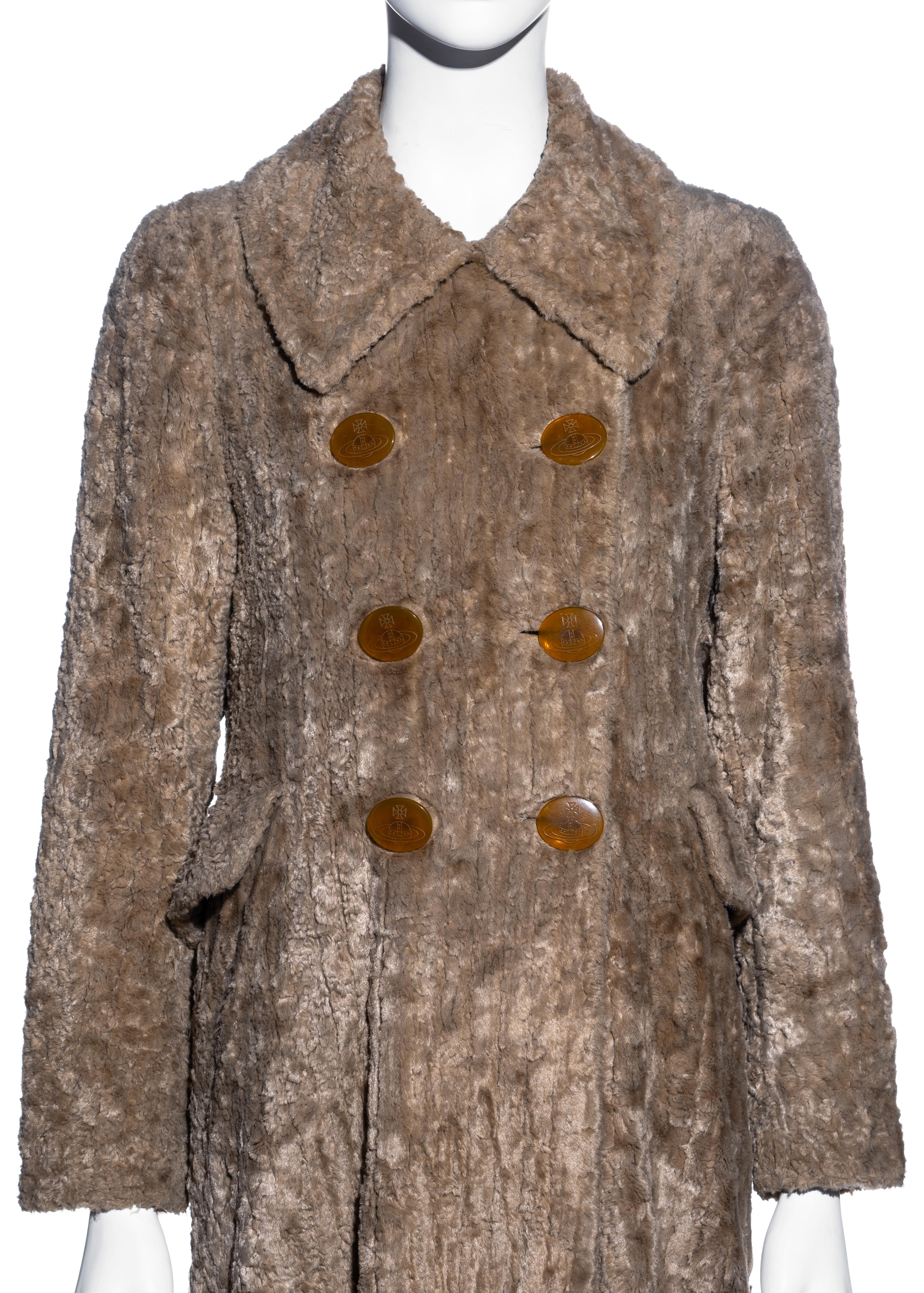 Vivienne Westwood beige chenille double breasted swing coat, fw 1994 In Excellent Condition In London, GB