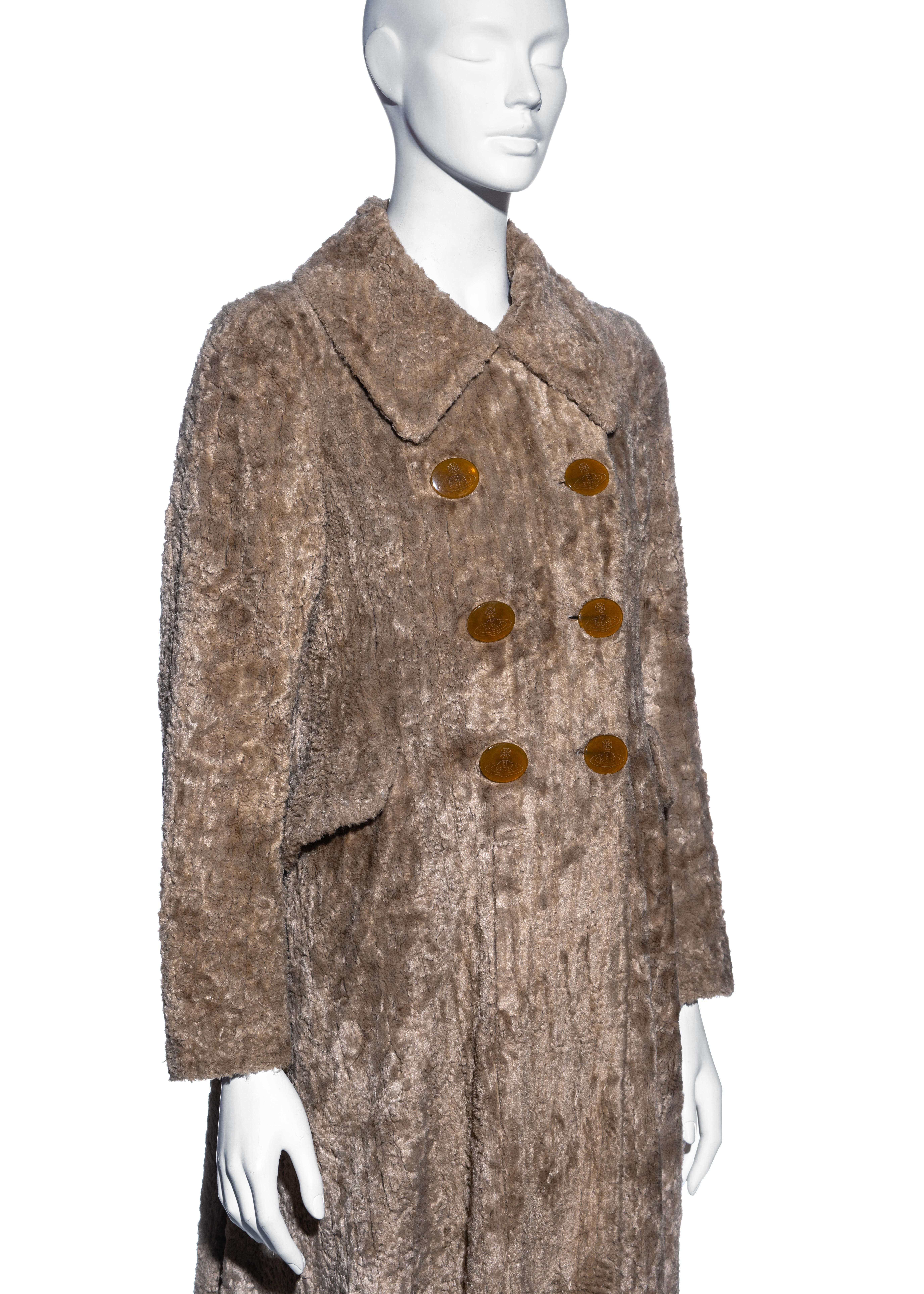 Vivienne Westwood beige chenille double breasted swing coat, fw 1994 1