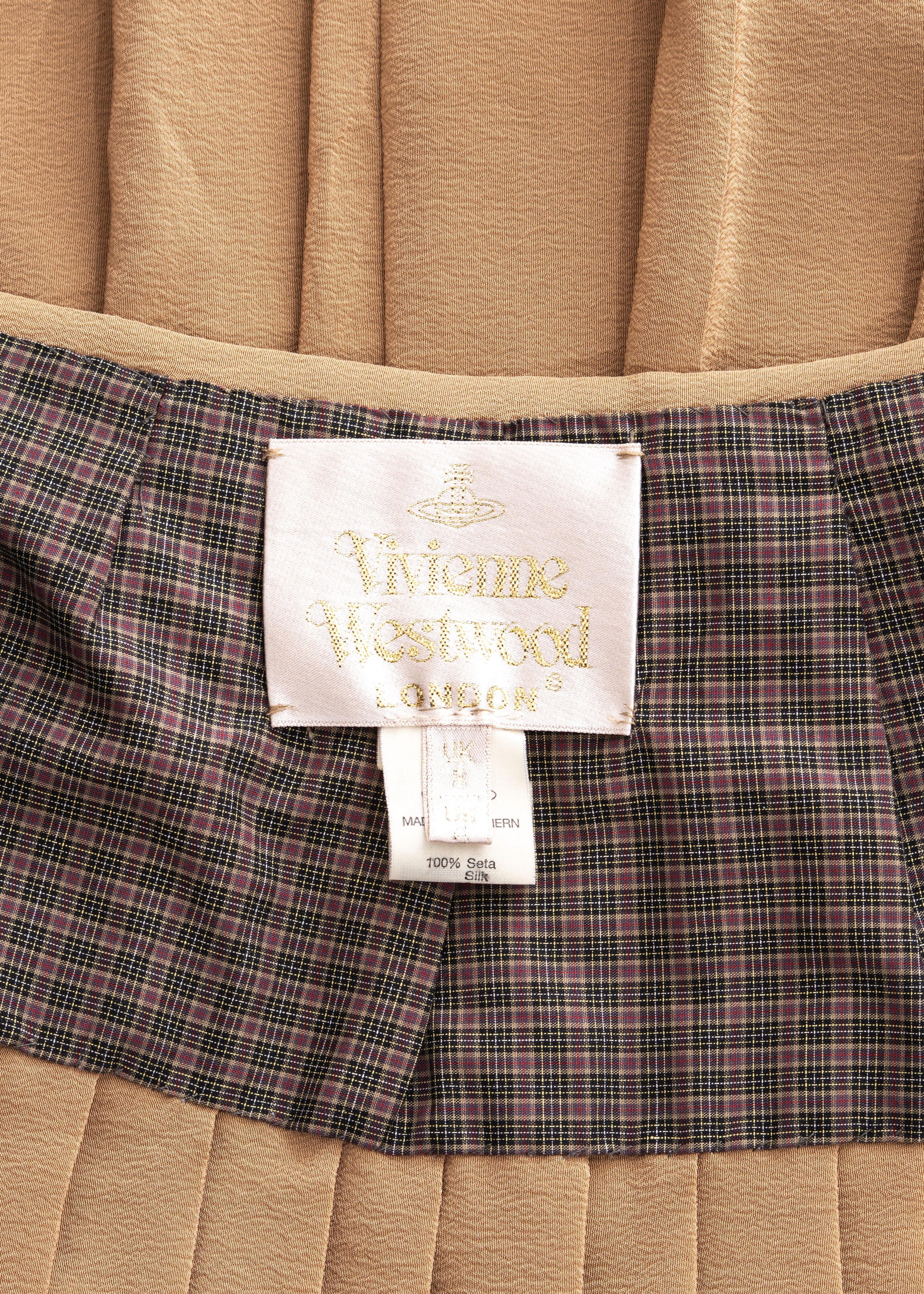 Women's Vivienne Westwood beige silk chiffon pleated wrap skirt, fw 2003
