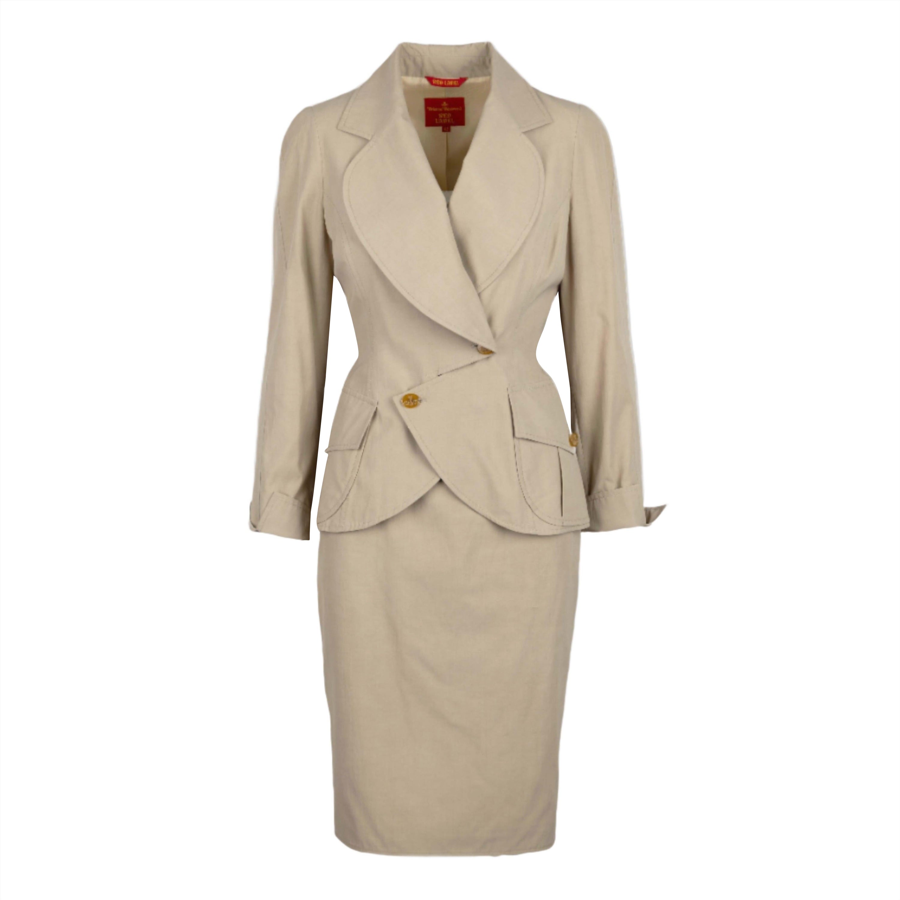 Ensemble jupe et veste beige Vivienne Westwood, années 90