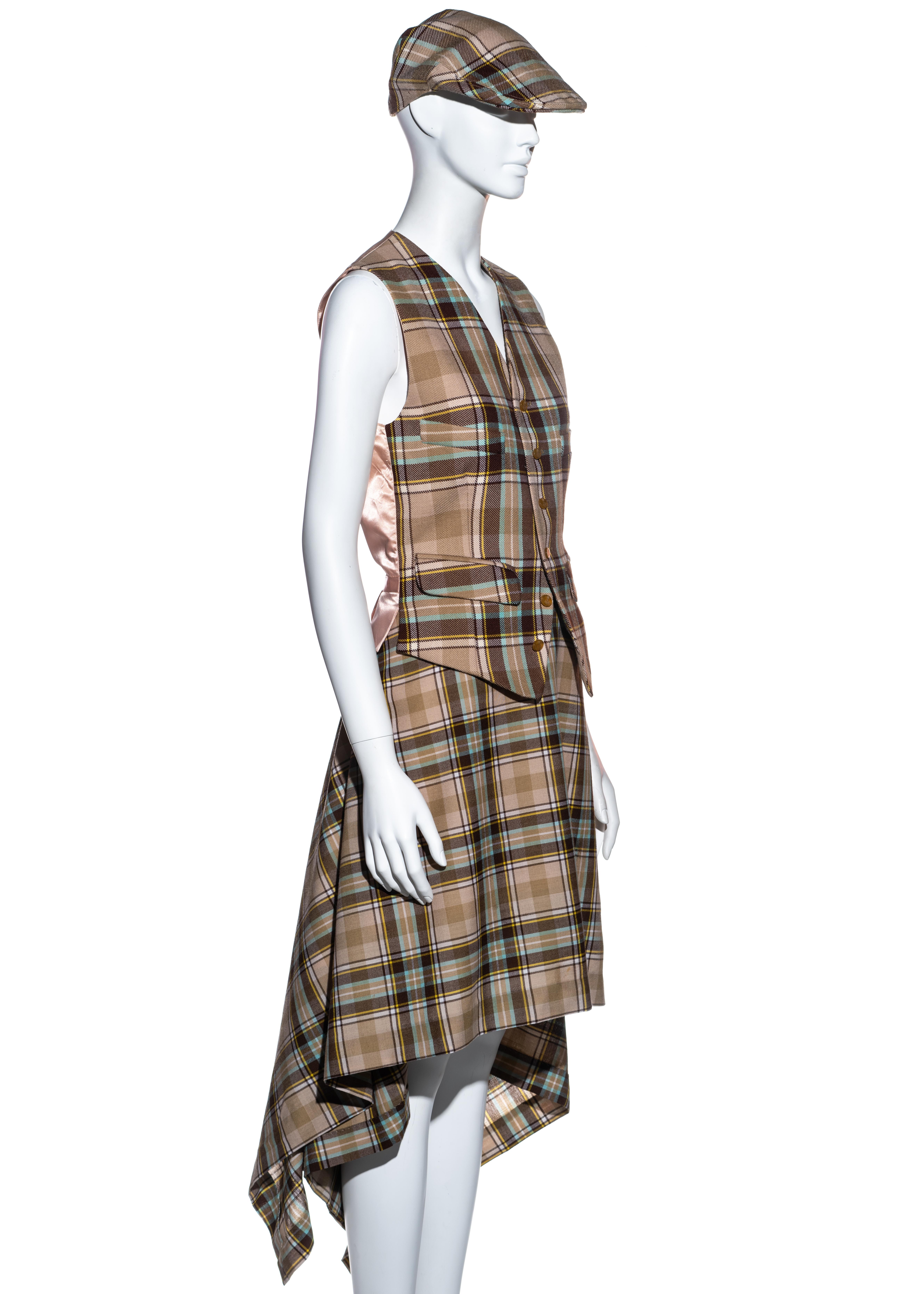 Women's Vivienne Westwood beige tartan four piece ensemble, fw 1994 For Sale