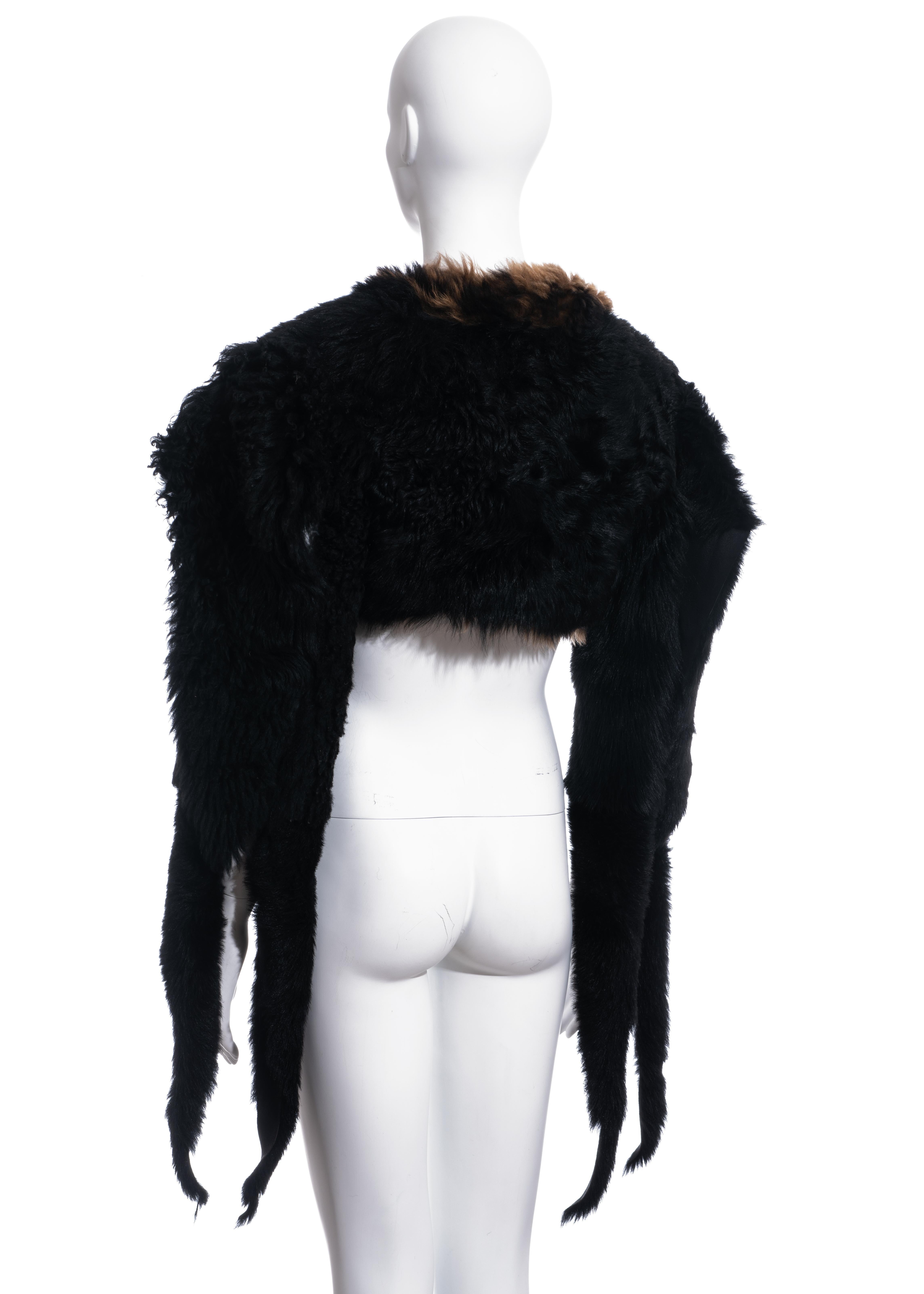 Women's Vivienne Westwood black and brown sheepskin cropped jacket, fw 1995